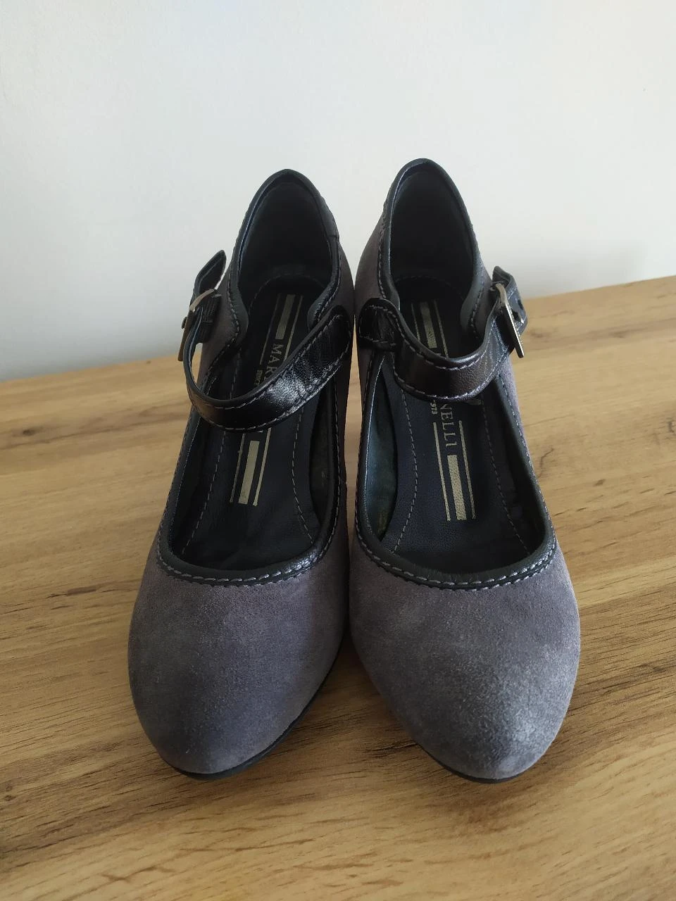 Elegant Martinelli Sapatos de Salto em Camurça Cinza Pele Tamanho 36 Pulseira – photo 7